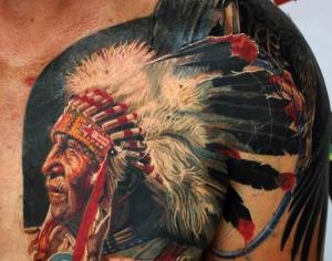 Татуировка «Индеец» значение Тату индеец на плече мужские